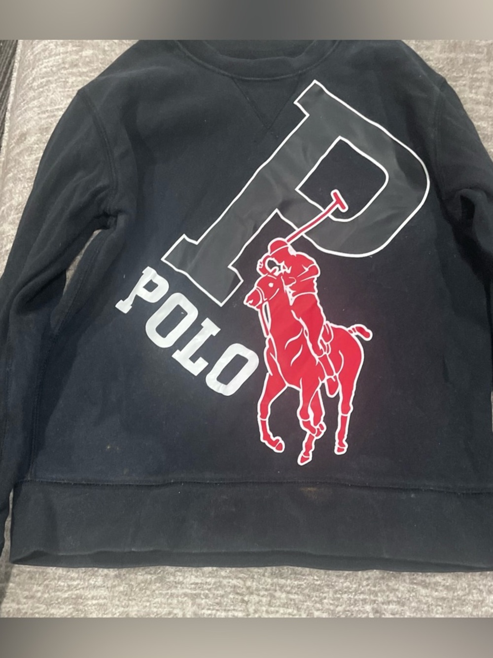 Polo Ralph Lauren Black Sweatshirt with Red Polo Player Graphic